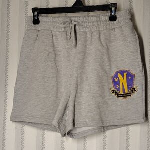 Gray Athletic Shorts with Crest Design